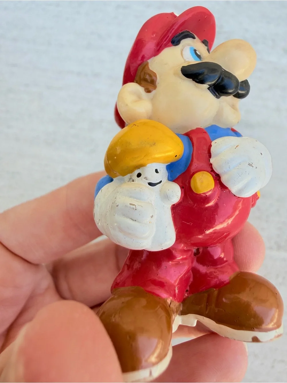 Rare 1989 Original Vintage Nintendo Licensed Mario Figurine Holding a Mushroom